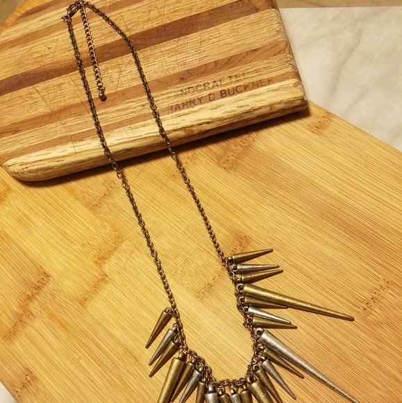 Rustic Spike Two Tone Necklace - Picture 4 of 4